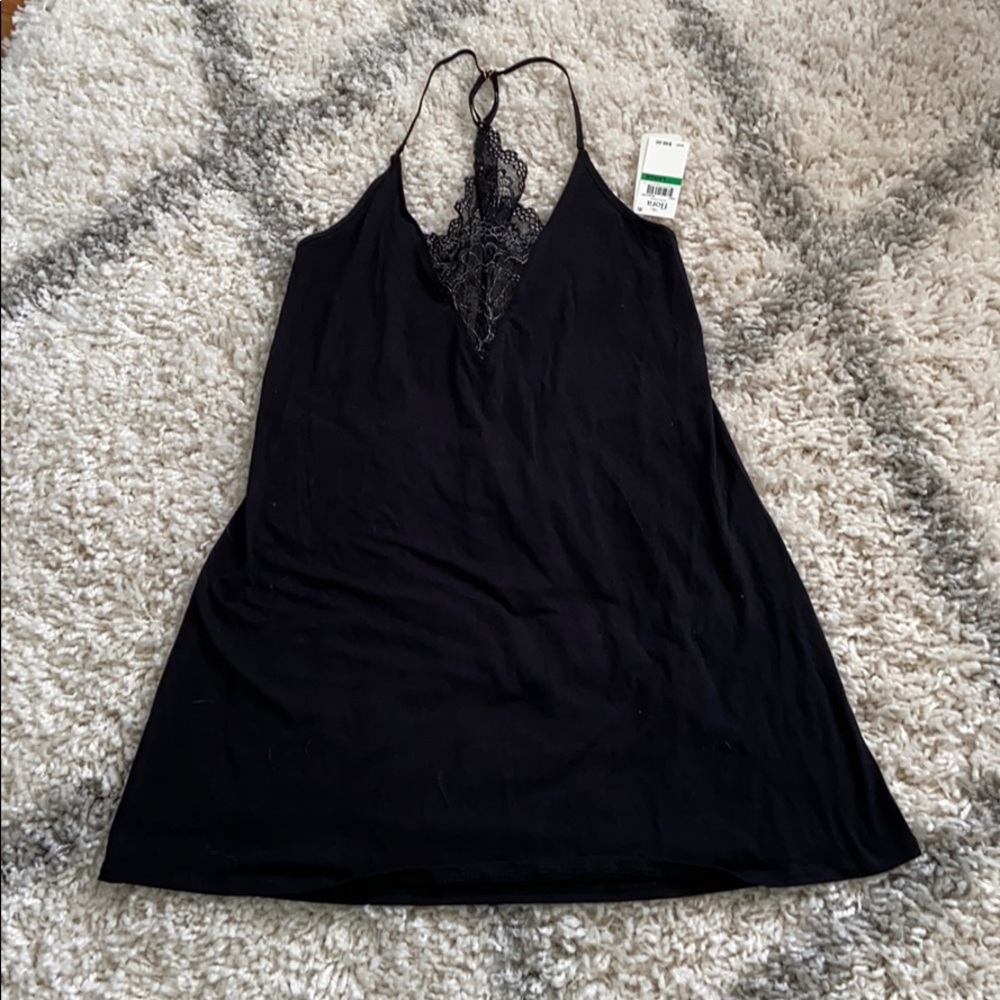 Black chemise with lace back